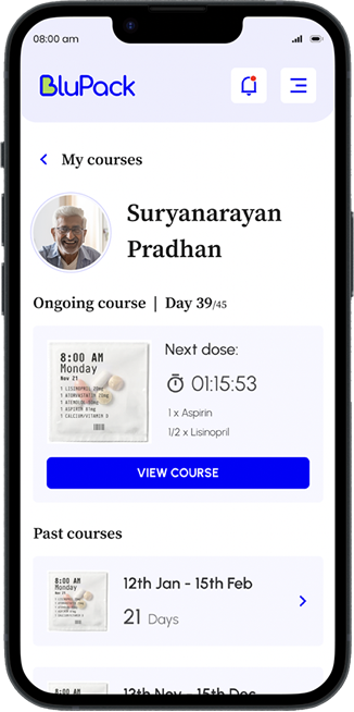 BluPack app providing timely medicine reminders - Never miss a dose